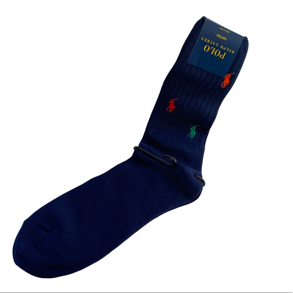 Polo Ralph Lauren Rainbow Pony Crew Sock Navy - Picture 3 of 5